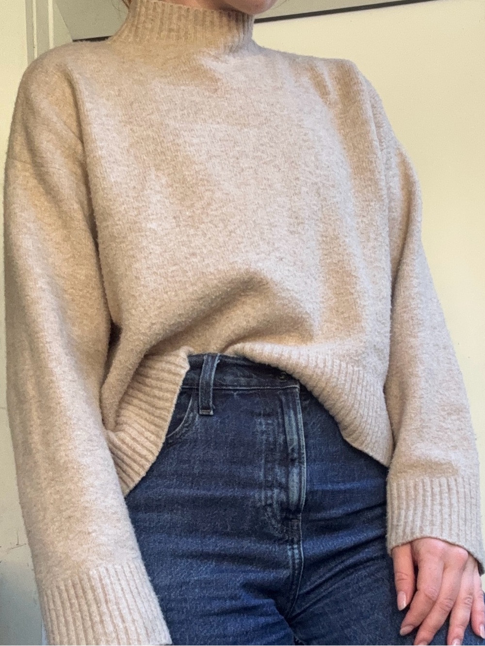 Beige Wool Turtleneck